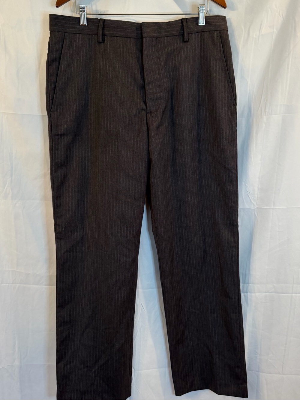 NWT VTG Banana Republic Mens Wool Pinstripe Dress Pants 36x32 Gray Straight Leg